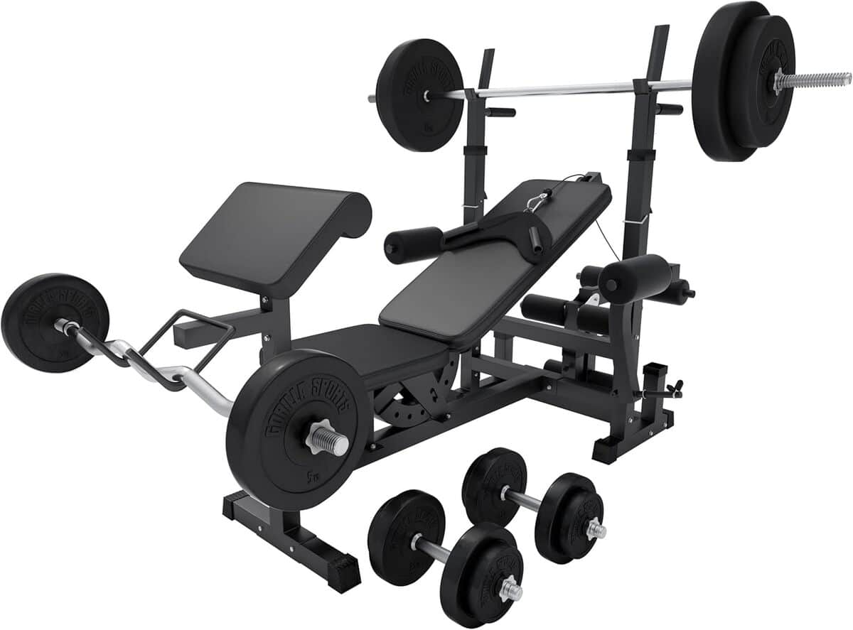 Test du banc de musculation Gorilla Sports : haltères et polyvalence