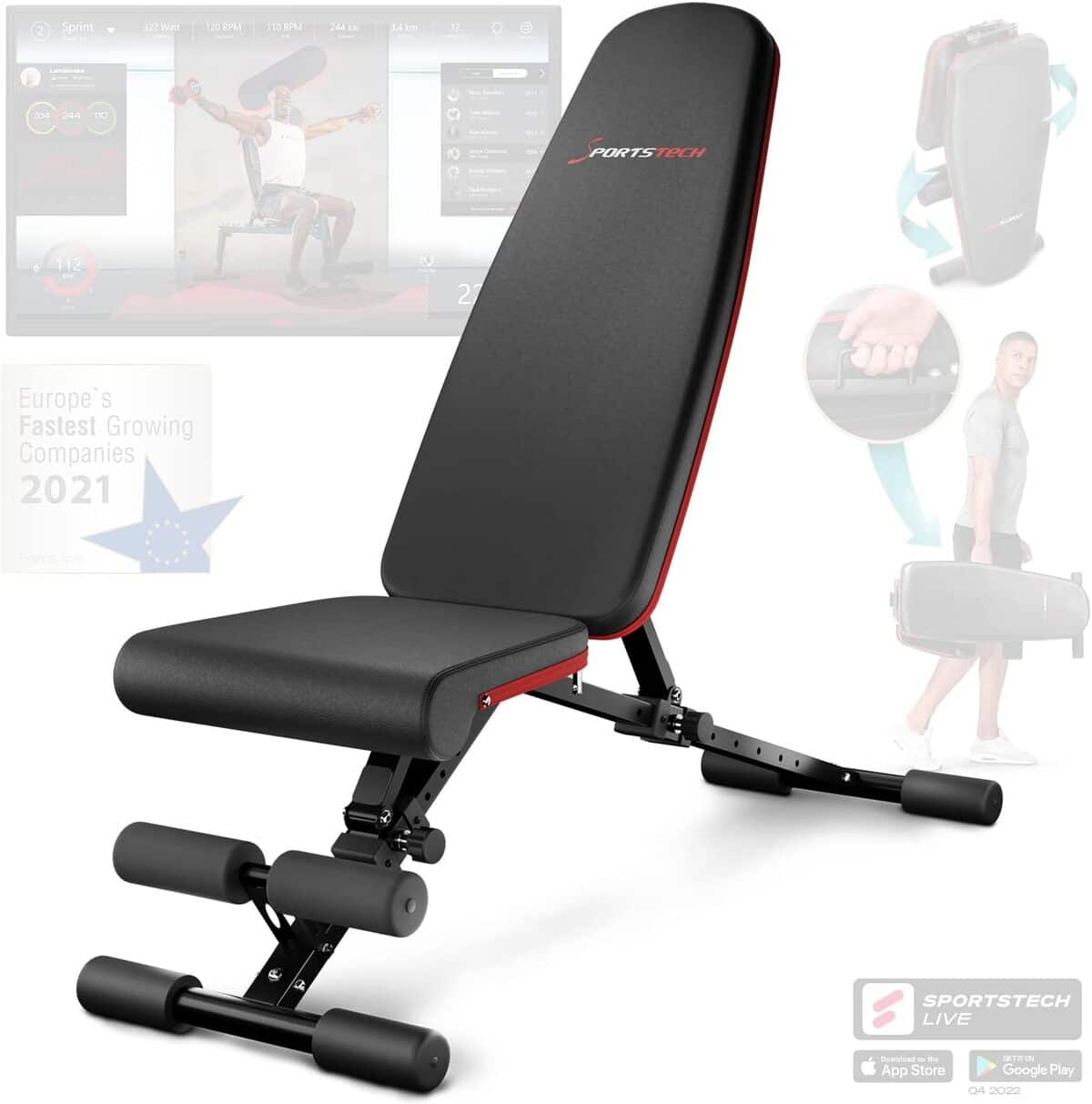 Test du banc de musculation pliable Sportstech BRT400