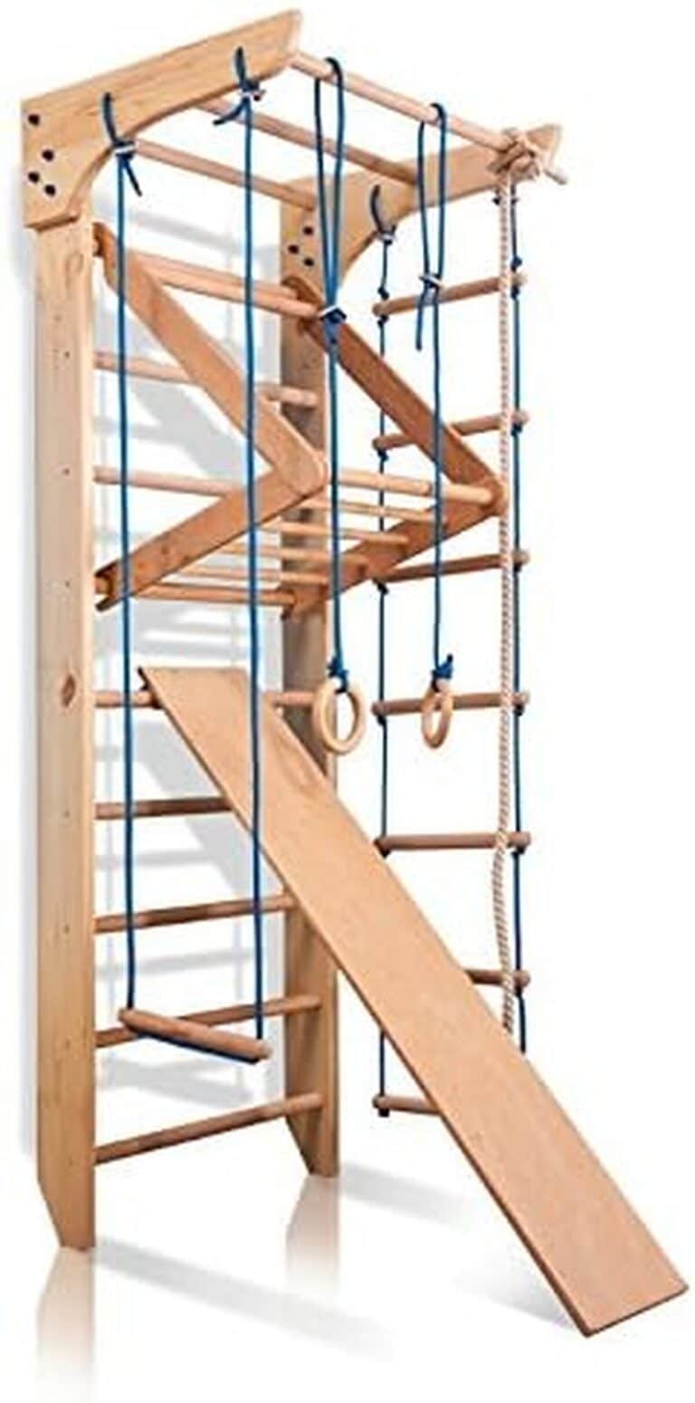 Échelle Suédoise En Bois Massif GYMAX - 10 Barres Fixes, Dimensions 195x80x48 Cm, Charge Max 100 Kg - 4