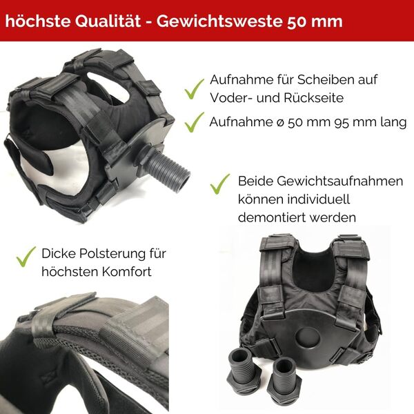 Gilet de poids pour disques de 50 mm – Réglable pour Calisthénique, Entraînement de force, CrossFit et Gym – Haute qualité pour homme et femme