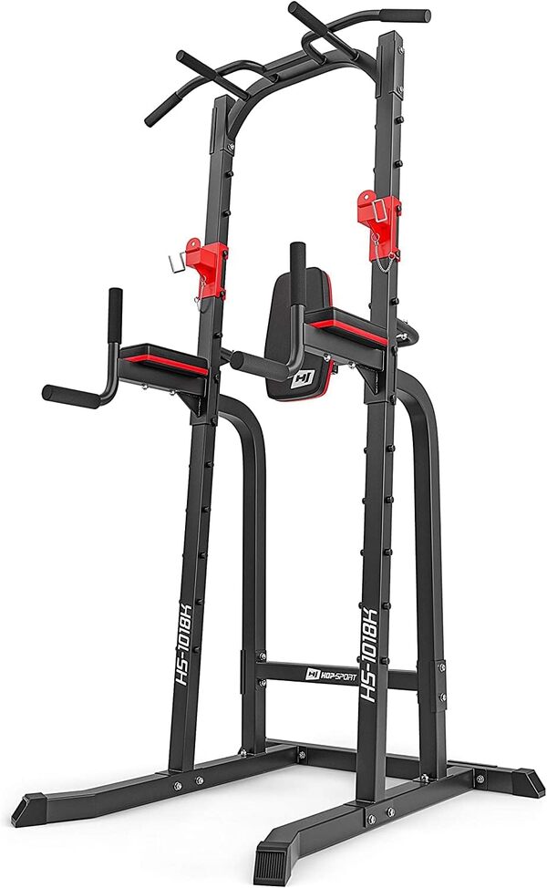 Hop-Sport Chaise Romaine HS-1018K, Tour de Force Multifonctionnelle avec Dips Station, Barre de Traction, Appareil musculation avec Support pour Haltères, Station de Musculation complet