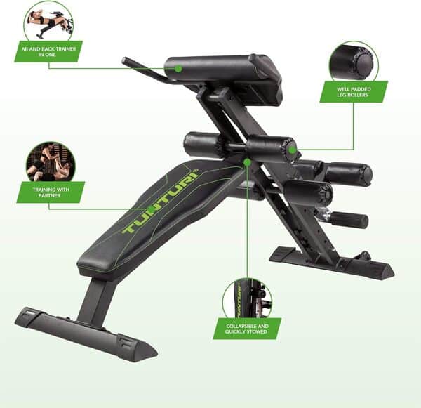 Tunturi Banc Abdos/Lombaires CT80 Mixte Adulte, Noir, 1