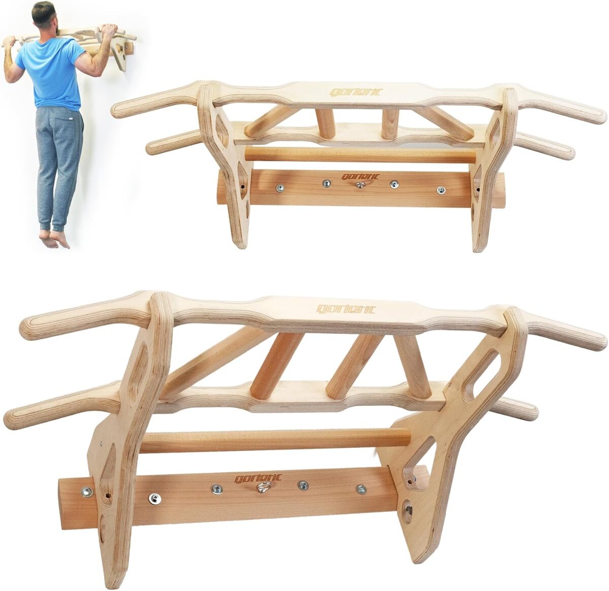 Test de la barre de traction murale en bois de bouleau