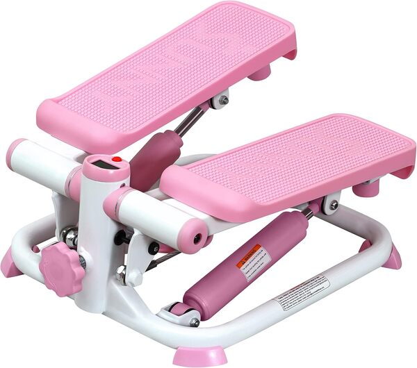 Sunny Health & Fitness Mini Stepper de Fitness pour la Maison, Machine de Step, Appareil de Fitness avec Mouvement de Rotation Optionnel, Bandes de Résistance et Connexion SunnyFit APP Gratuite