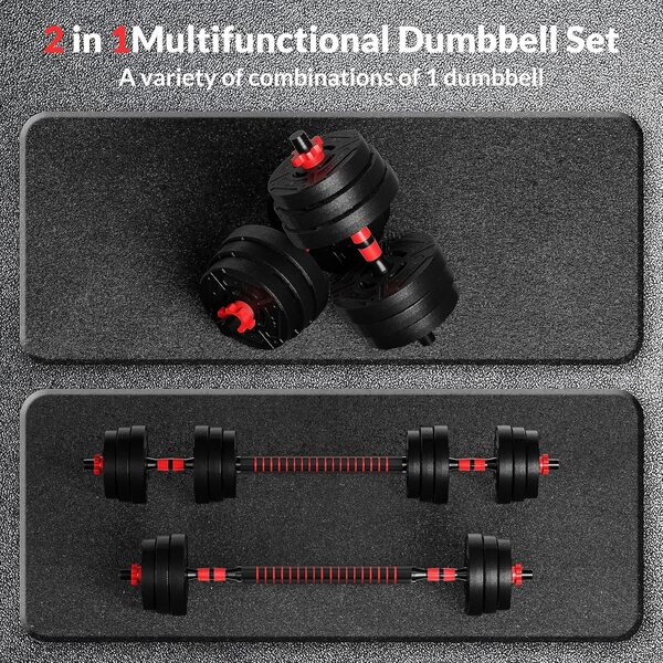 Signature Fitness 27,2 kg 2-en-1 Haltères et Haltères interchangeables avec poids réglables