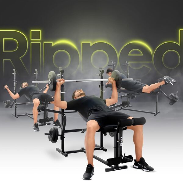 Zipro Banc de musculation pliable polyvalent pour exercices de banc, entraînement fitness, abdominaux, haltères, équipement de musculation: Core, Tempo, Volume, Slant, Plank, Jacked, Superset, Ripped