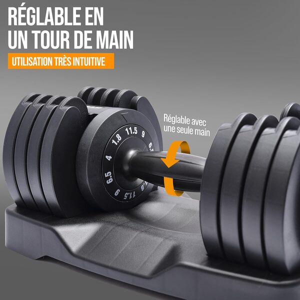 Apollo Haltères Musculation Réglables, Ensemble Courts, Sport à la Maison, Poids Ajustables Homme et Femme, Entraînement, de Sport, Fermeture Rapide