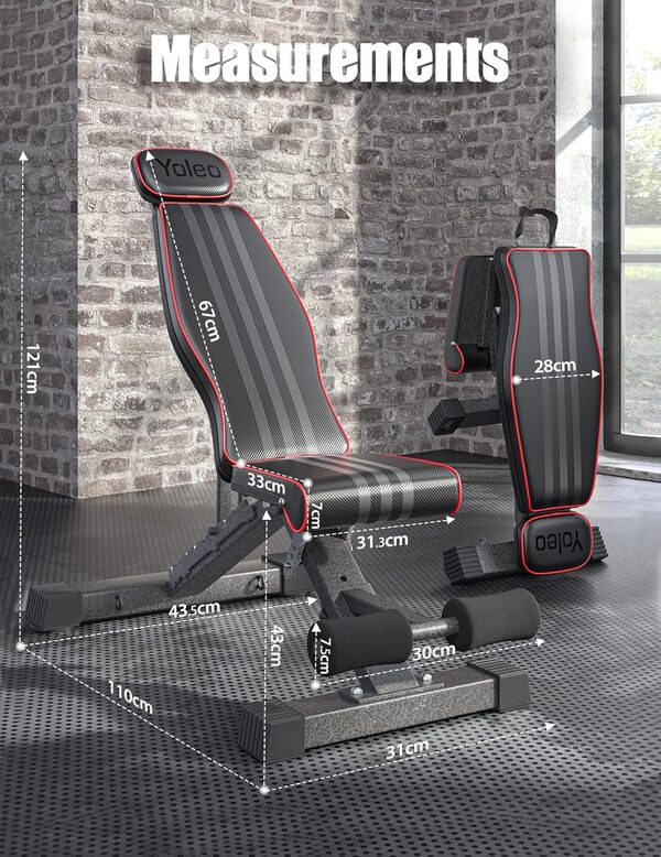 YOLEO Banc de Musculation Pliable, Banc de Fitness Incliné avec Dossier Réglable pour Entraînement Complet du Corps, Banc Exercice Gymnastique à Domicile ou au Bureau