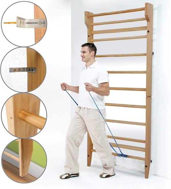 CCLIFE Espalier en Bois Echel Suedois Espalier Gym pour Adulte et Enfant Capacité de Charge 100KG