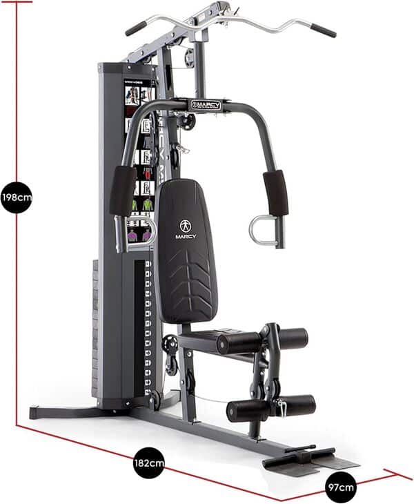 Marcy150 LB Stack Home Gym avec poulie, Bras et Jambes, Station d'entraînement multifonctionnelle pour la Maison Gym Haltérophilie et Musculation MWM-4965