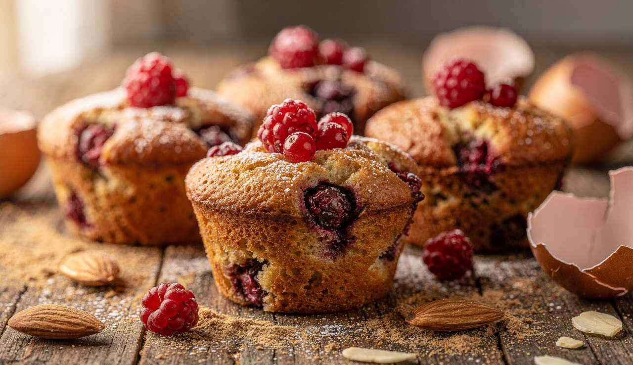 Recette : muffins aux amandes et fruits rouges