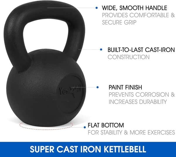 Yes4All Kettlebell en fonte, jeux de poids pour kettlebells, 2-20kg