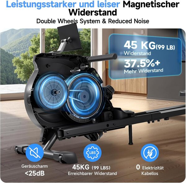 YPOO Rameur Pliable Appartement, Magnétique Rameur Musculation avec 16 Niveaux de Résistance, Rowing Machine Rails Doubles Améliorés, Silencieux, APP& Écran LCD,Capacité Max160KG, Rangement Vertical