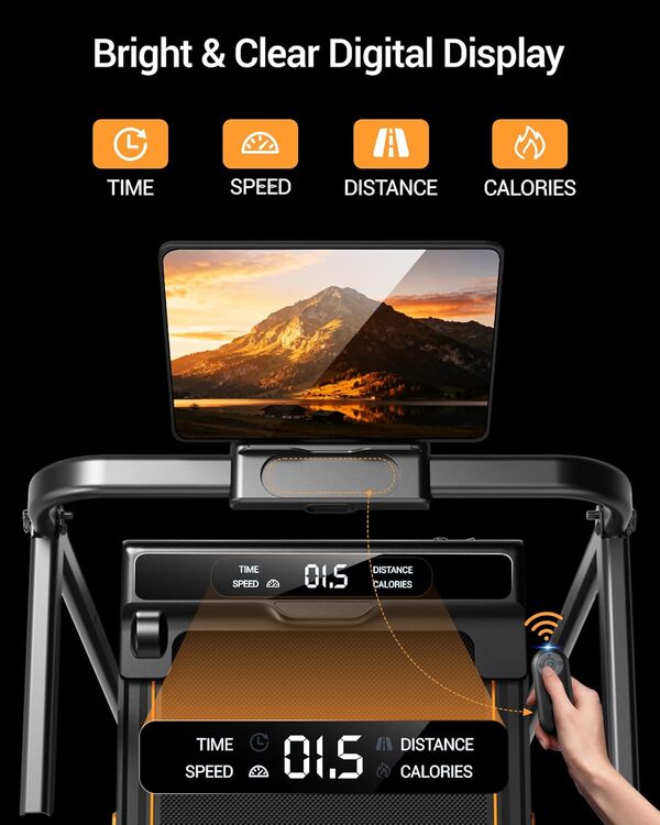 Tapis de Marche Pliable Inclinable 15%, 10km/h Tapis de Course Pliable Inclinable, avec Affichage LED, Télécommande, 3.0 HP Treadmill Walking Pad, Tapis de Marche Bureau, 136KG Max Charge