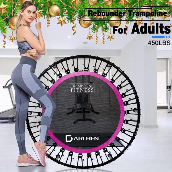 DARCHEN Mini Trampoline d'intérieur de 200 kg pour Adultes, Petit Trampoline d'exercice pour entraînement Physique pour Un Rebond Silencieux et en Toute sécurité, [100 cm]