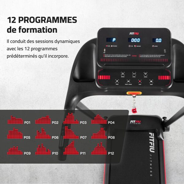 FITFIU Fitness MC-90 - Tapis de Course Pliable, 2 Niveaux d'inclinaison, écran LCD Multifonctions, connectivité App (Zwift, Fitime, Kinomapp), Tapis de Course pour la Maison et Le Bureau