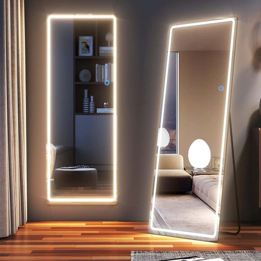 Avis sur le miroir LED sur pied LVSOMT noir 153x50cm
