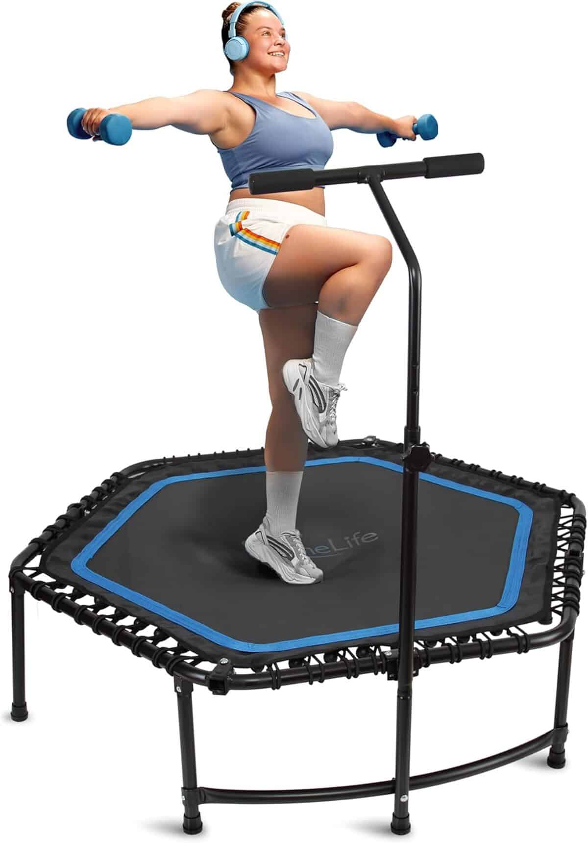 Test du trampoline Fitness Exercise Rebounder 48" avec barre