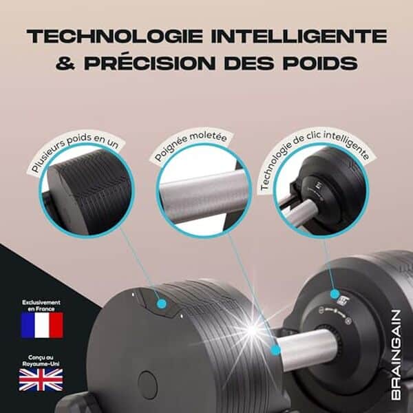 Découvrez comment les haltères réglables BRAINGAIN 32, 5 kg simplifient votre routine de musculation à domicile. Faciles à utiliser et adaptables, ces haltères sont le choix idéal pour tout athlète cherchant à optimiser ses séances sans encombre.