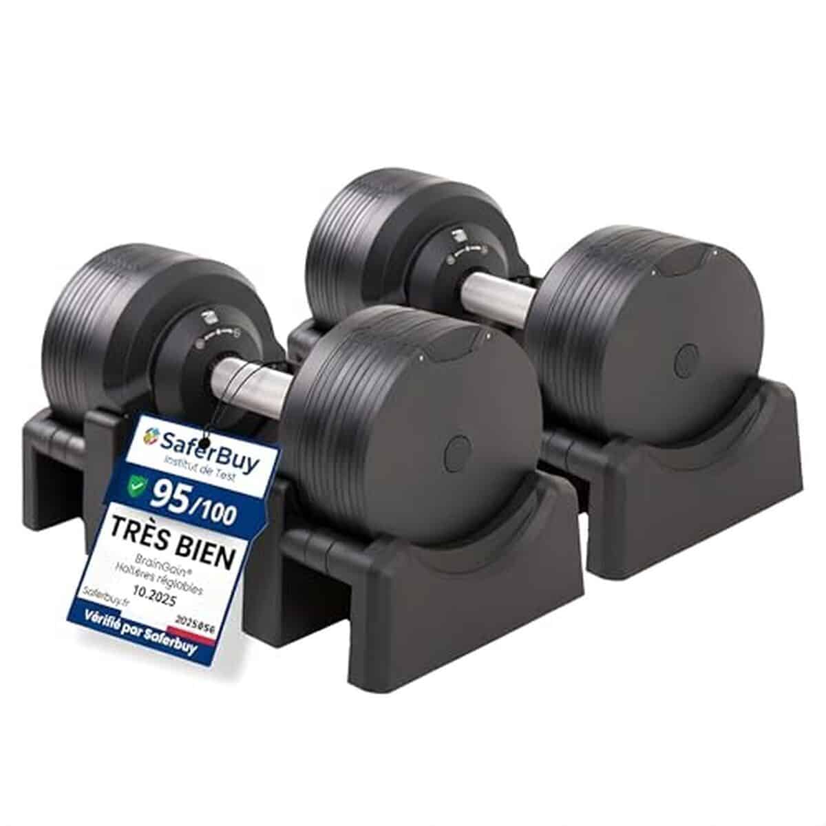 Test des haltères réglables BRAINGAIN 32, 5 kg : musculation à domicile simplifiée