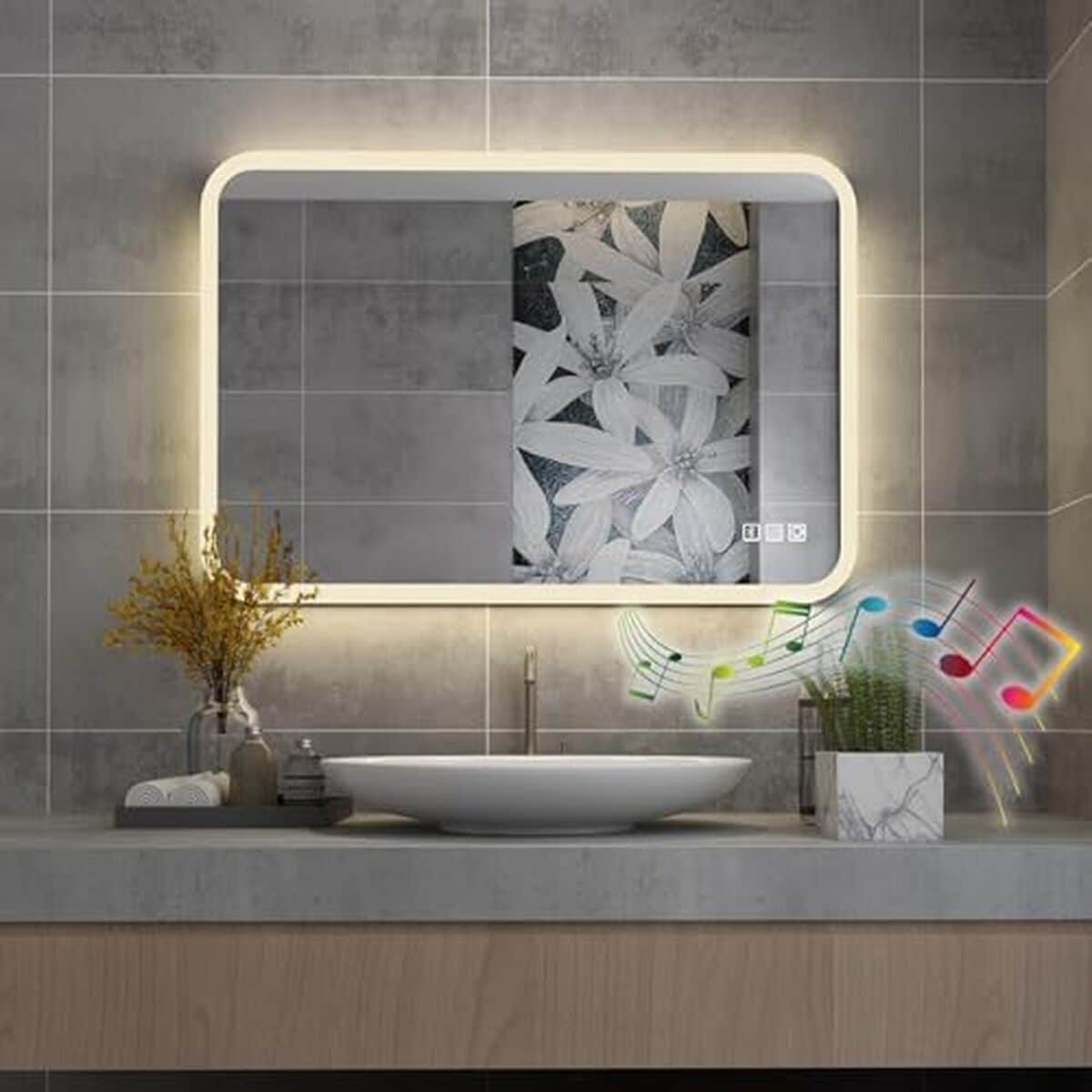 Test : miroir MIQU LED 80 x 60 cm avec Bluetooth et lumière ajustable