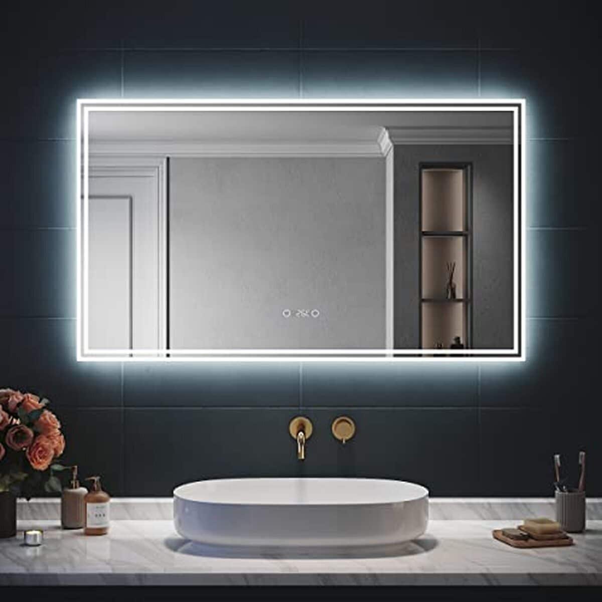 Test sirhona miroir led anti-buée 120x70cm : éclairage et bluetooth intégrés