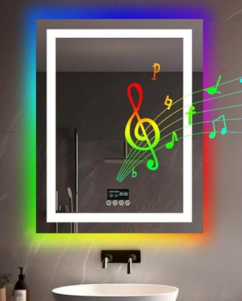 Avis miroir LUVODI led rgb : design 90x70cm avec horloge et Bluetooth
