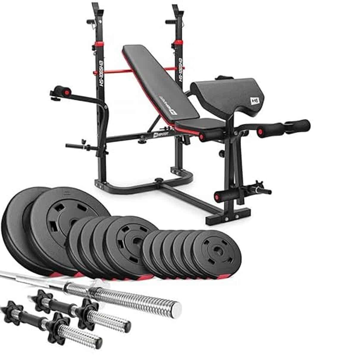 Test : banc de musculation pliable Hop-Sport HS-1065 et set d'haltères 38 kg