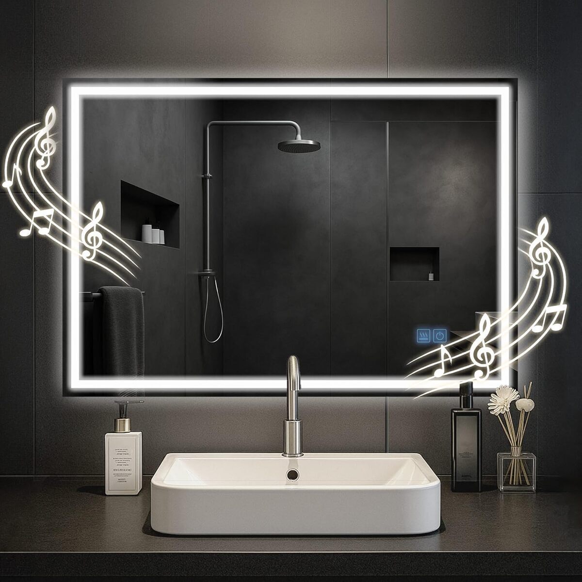 Test du miroir Jaffrey CLP : haut-parleur bluetooth et éclairage led