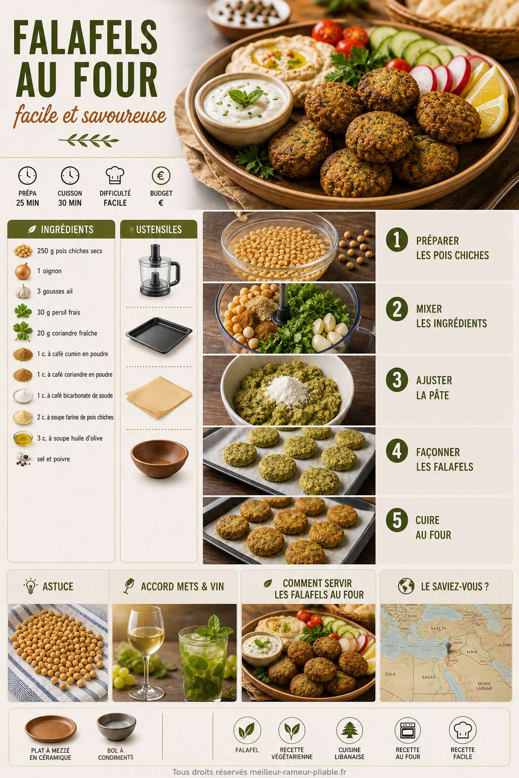 Fiche recette Recette de falafels au four : facile et savoureuse Fiche recette Recette de falafels au four : facile et savoureuse