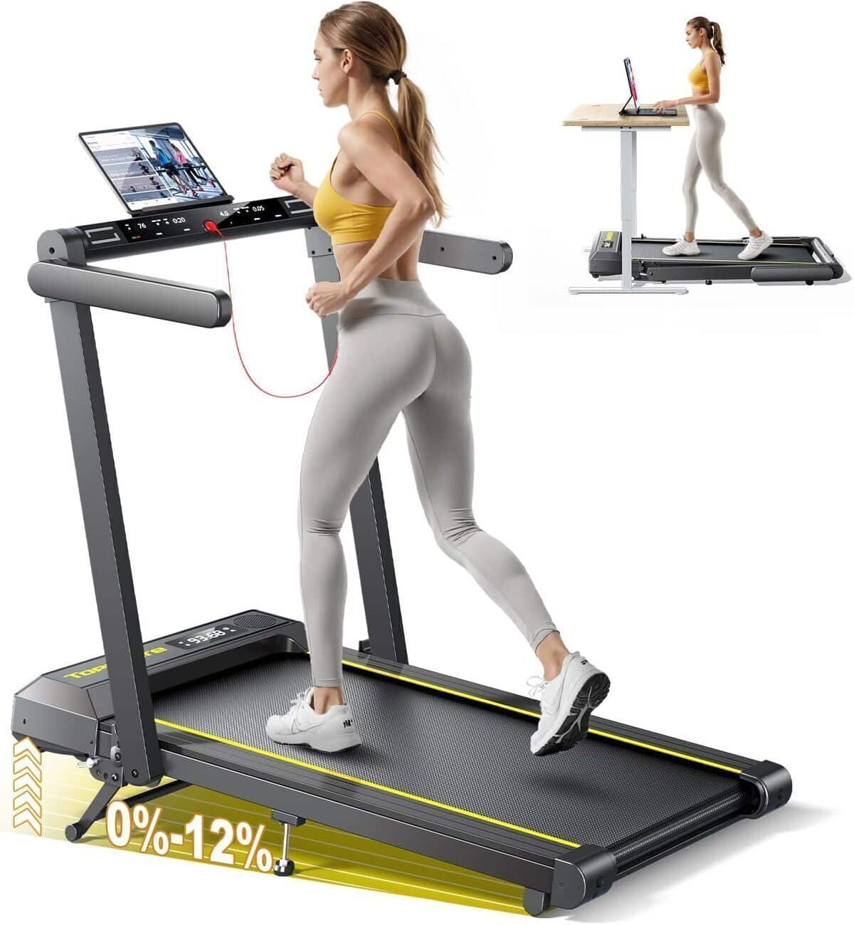Test tapis de course pliable, vitesse 16 km/h, inclinaison 12%